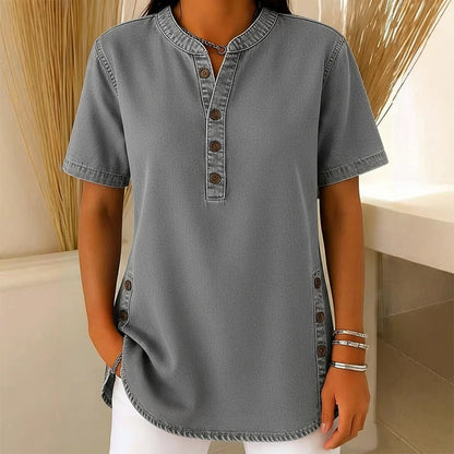 Women's Breathable Casual Denim Look Top