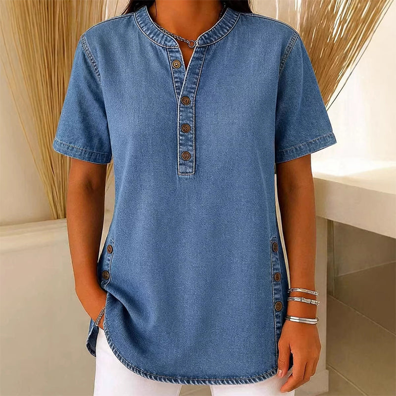 Women's Breathable Casual Denim Look Top