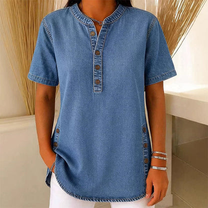 Women's Breathable Casual Denim Look Top