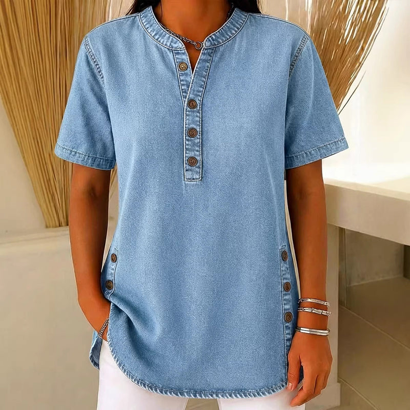 Women's Breathable Casual Denim Look Top
