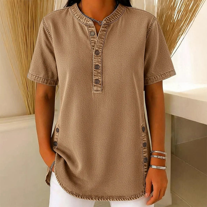Women's Breathable Casual Denim Look Top