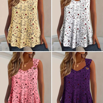 👚 50% OFF NOW! 🌸 Women's Summer Floral Print Tank Top – Soft, breathable & sleeveless – perfect for hot days, beach trips or casual layering ☀️