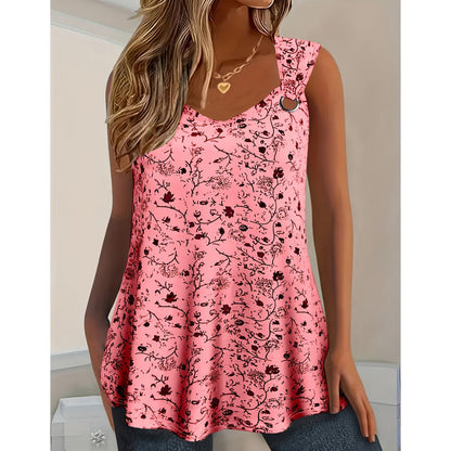 👚 50% OFF NOW! 🌸 Women's Summer Floral Print Tank Top – Soft, breathable & sleeveless – perfect for hot days, beach trips or casual layering ☀️