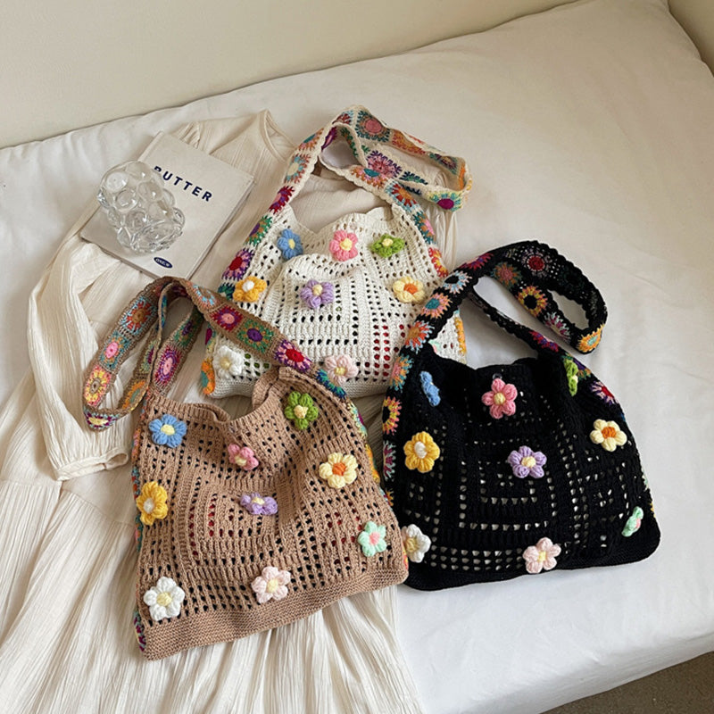💐 50% OFF FLASH SALE! Crochet Ethnic Shoulder Bag – Handmade & Bohemian Style 🧶🌺 【Limited Time】