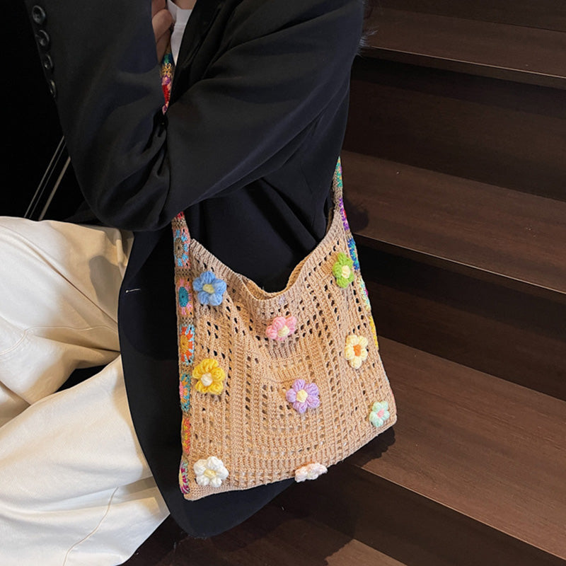💐 50% OFF FLASH SALE! Crochet Ethnic Shoulder Bag – Handmade & Bohemian Style 🧶🌺 【Limited Time】