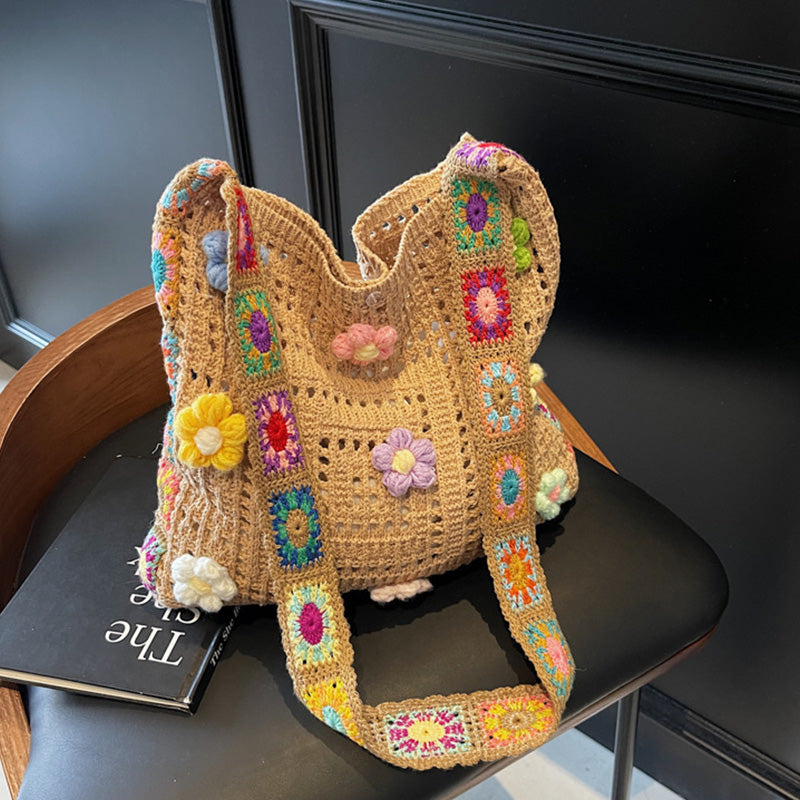 💐 50% OFF FLASH SALE! Crochet Ethnic Shoulder Bag – Handmade & Bohemian Style 🧶🌺 【Limited Time】