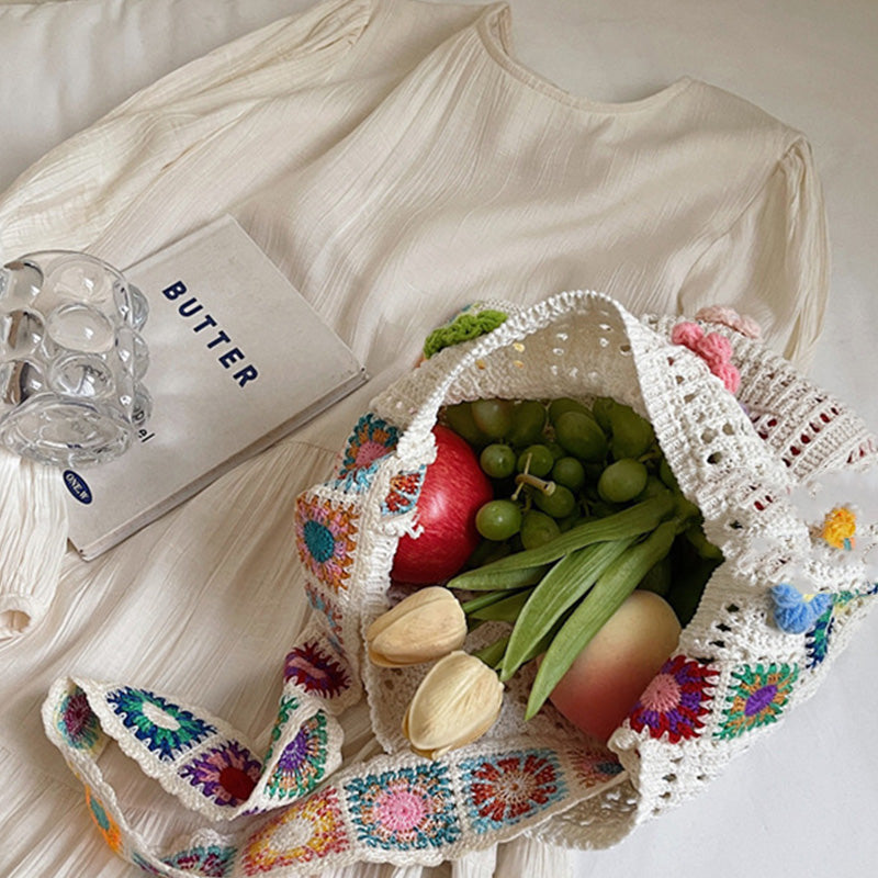 💐 50% OFF FLASH SALE! Crochet Ethnic Shoulder Bag – Handmade & Bohemian Style 🧶🌺 【Limited Time】