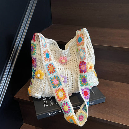 💐 50% OFF FLASH SALE! Crochet Ethnic Shoulder Bag – Handmade & Bohemian Style 🧶🌺 【Limited Time】