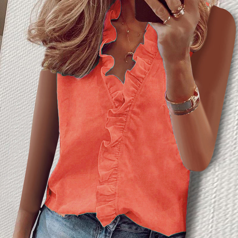 Women's Casual V-Neck Sleeveless Top