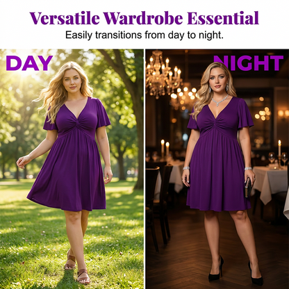 ⏳Time-Limited Special⏰Elegant V-Neck Twist Front Dress with Pockets – Flattering ruched waist, breathable & flowy – perfect for work, weddings or date nights – chic and functional 💃