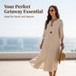 Women's Casual V-Neck Midi Dress with Decorative Buttons
