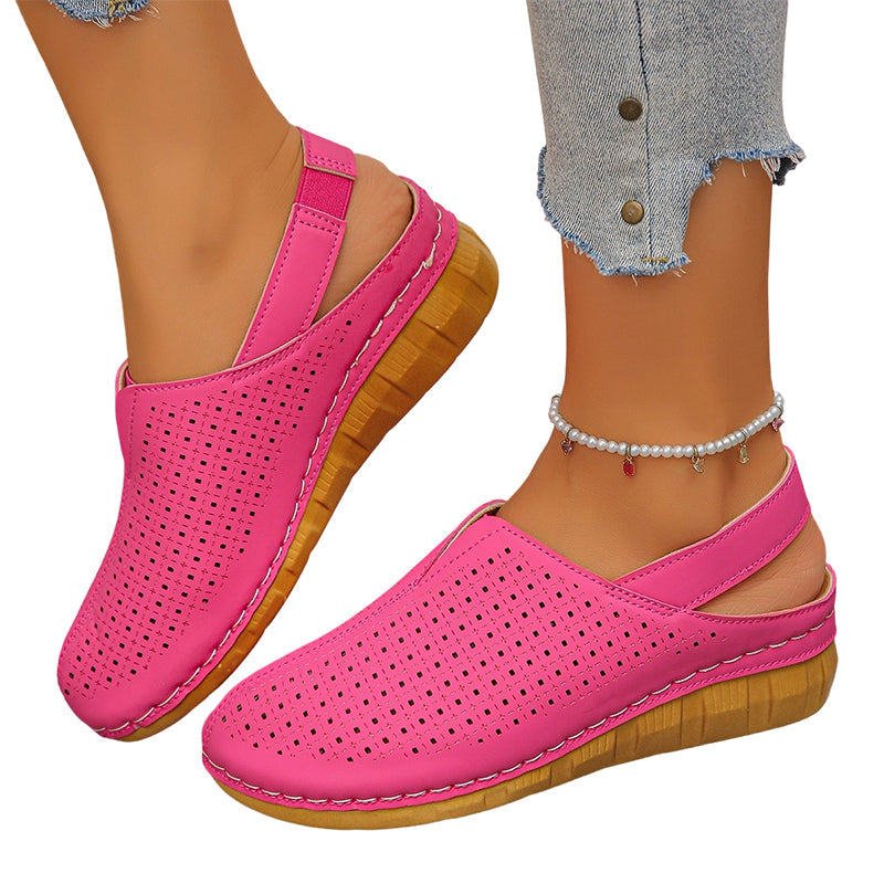 Women's Casual Perforated Wedge Slingback Sandals
