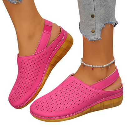 Women's Casual Perforated Wedge Slingback Sandals