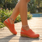 Women's Casual Perforated Wedge Slingback Sandals