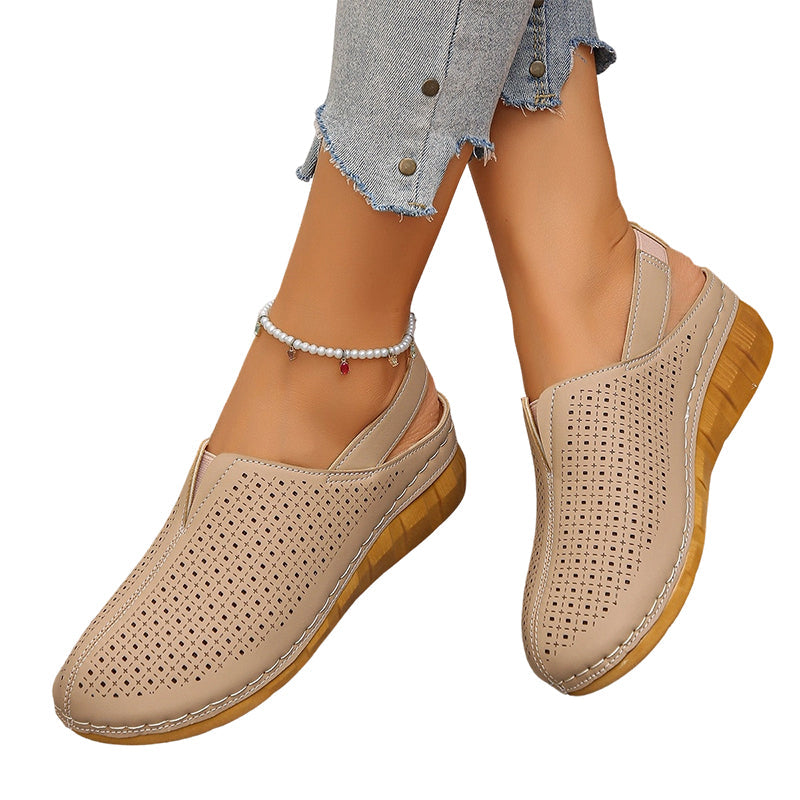 Women's Casual Perforated Wedge Slingback Sandals