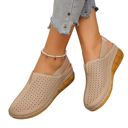 Women's Casual Perforated Wedge Slingback Sandals