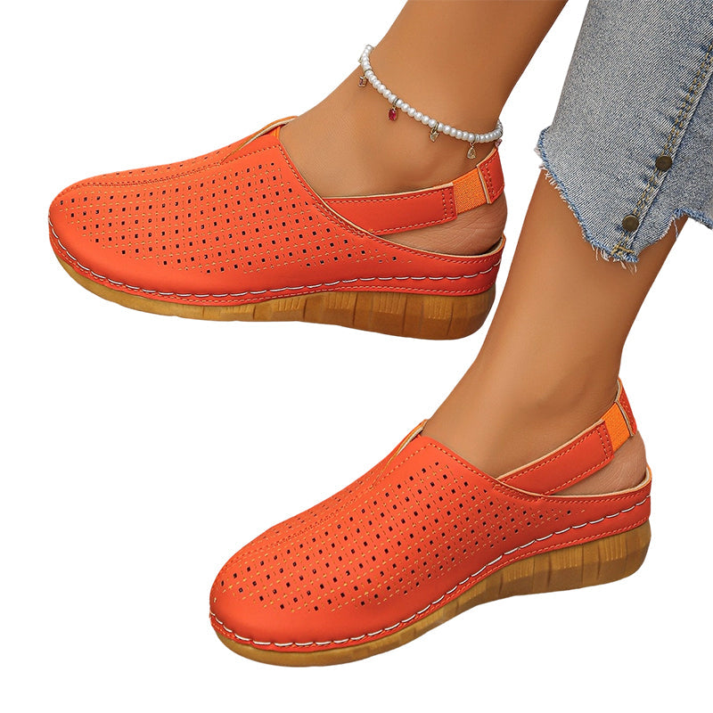 Women's Casual Perforated Wedge Slingback Sandals
