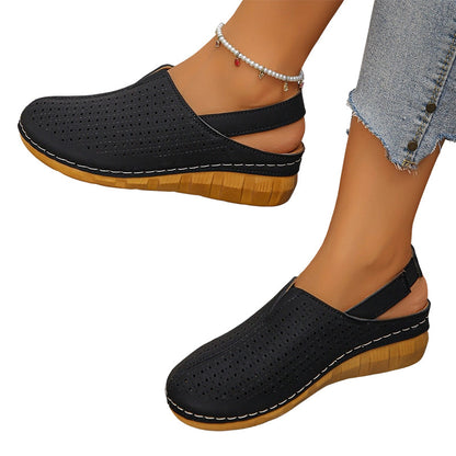Women's Casual Perforated Wedge Slingback Sandals