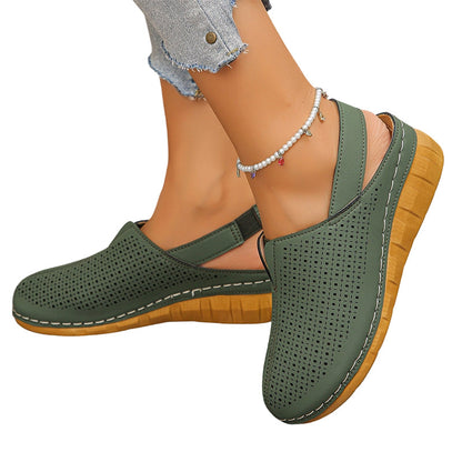 Women's Casual Perforated Wedge Slingback Sandals