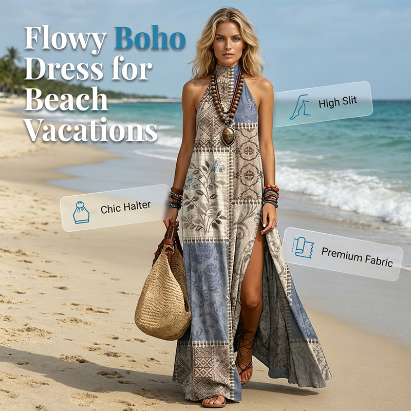 Women's Sleeveless Floral Print Flowy Maxi Dress