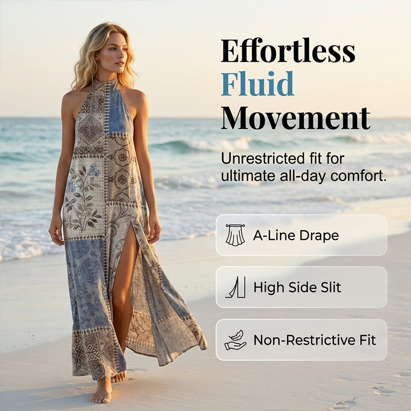 Women's Sleeveless Floral Print Flowy Maxi Dress