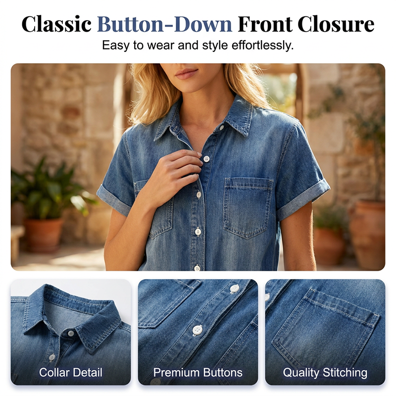 🔥HOT SALE 50% OFF🔥Women's Casual Short Sleeve Denim Romper