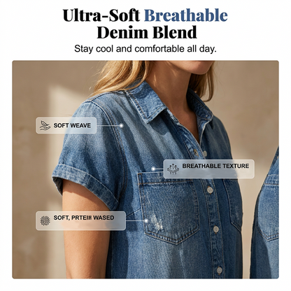 🔥HOT SALE 50% OFF🔥Women's Casual Short Sleeve Denim Romper