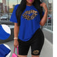 Women's Leopard Lip Print T-Shirt & Shorts Set