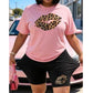 Women's Leopard Lip Print T-Shirt & Shorts Set