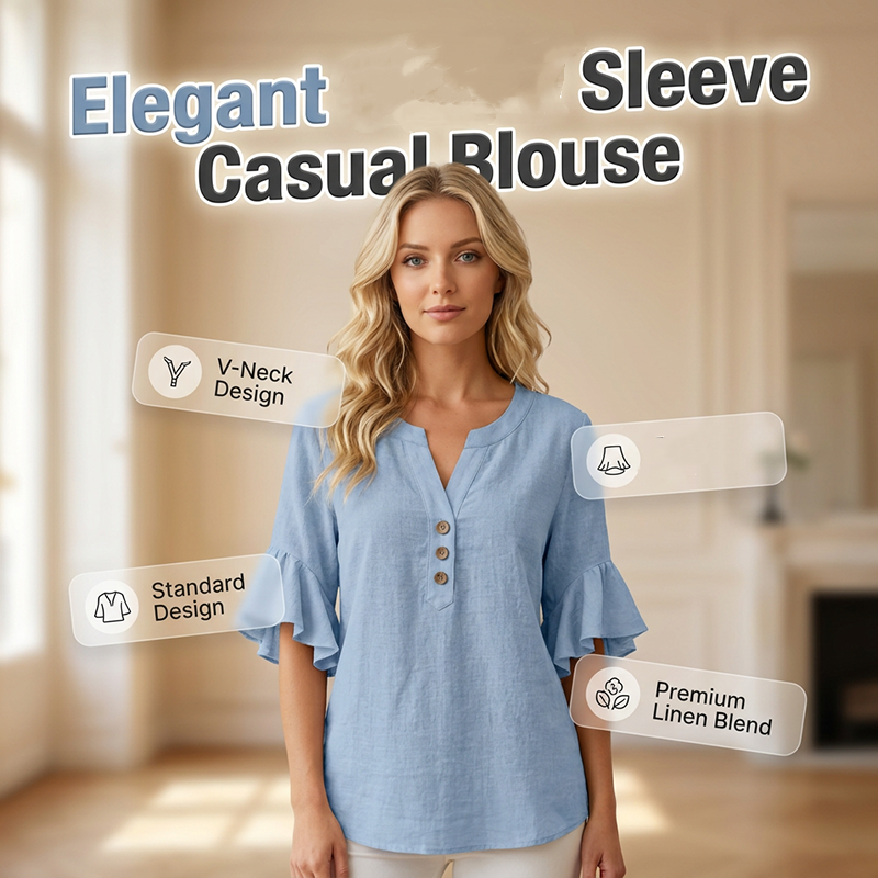 Women's Casual Solid Color V-Neck Top