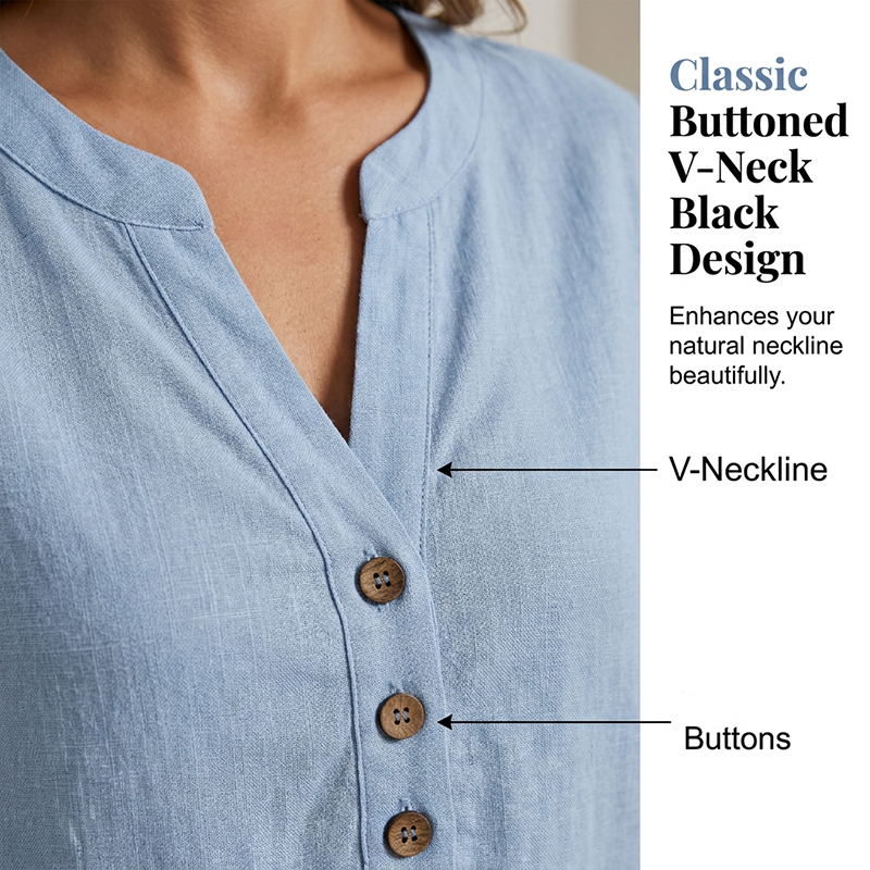Women's Casual Solid Color V-Neck Top