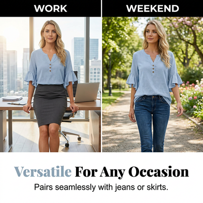 Women's Casual Solid Color V-Neck Top
