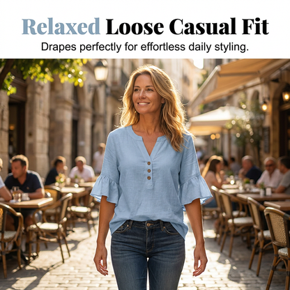 Women's Casual Solid Color V-Neck Top