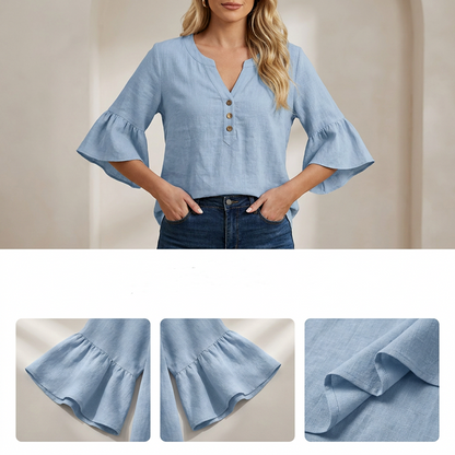 Women's Casual Solid Color V-Neck Top