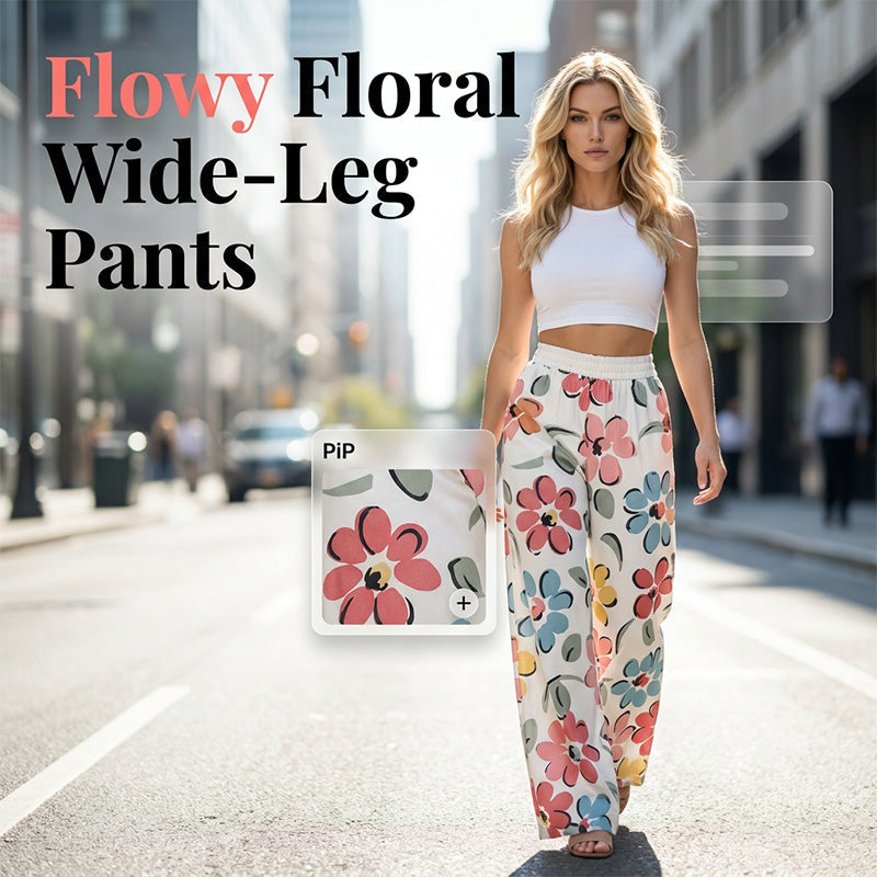 🌸 50% OFF NOW! 🌸Women's Floral Print Wide-Leg Palazzo Pants