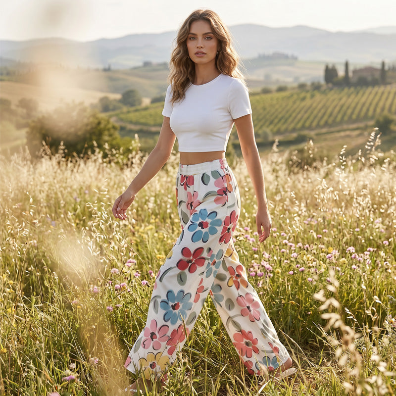 🌸 50% OFF NOW! 🌸Women's Floral Print Wide-Leg Palazzo Pants