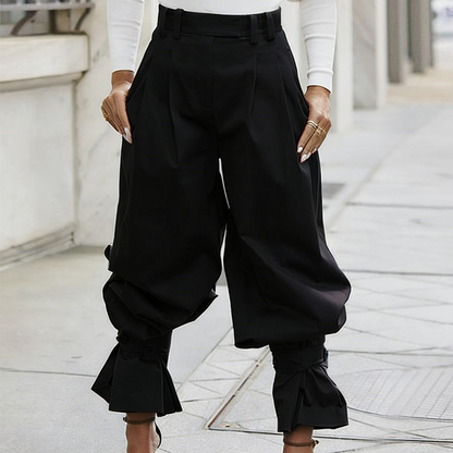 👖✨ Women's Pleated Lantern Pants – Ruffled Cuffs, Drawstring Waist, Flow Wide-Leg 🌸