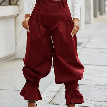 👖✨ Women's Pleated Lantern Pants – Ruffled Cuffs, Drawstring Waist, Flow Wide-Leg 🌸