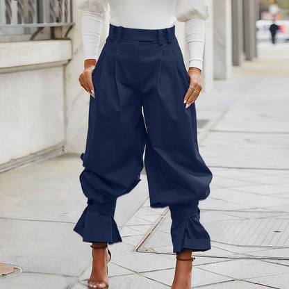 👖✨ Women's Pleated Lantern Pants – Ruffled Cuffs, Drawstring Waist, Flow Wide-Leg 🌸