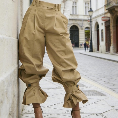 👖✨ Women's Pleated Lantern Pants – Ruffled Cuffs, Drawstring Waist, Flow Wide-Leg 🌸