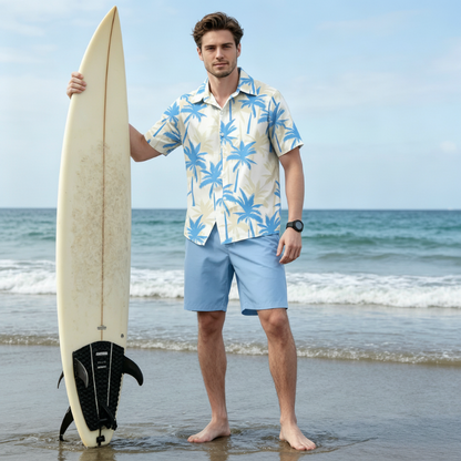 Men's Tropical Print Shirt & Shorts Set