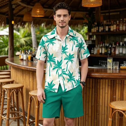 Men's Tropical Print Shirt & Shorts Set