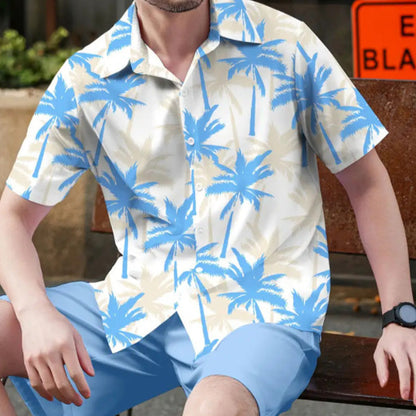 Men's Tropical Print Shirt & Shorts Set