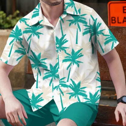 Men's Tropical Print Shirt & Shorts Set