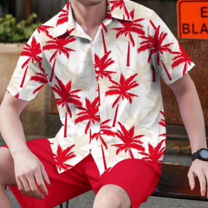 Men's Tropical Print Shirt & Shorts Set