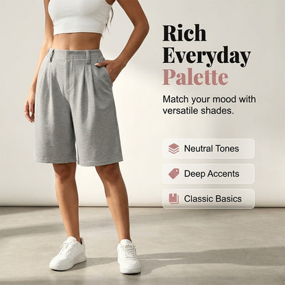 Women's Casual High-Waist Pleated Shorts