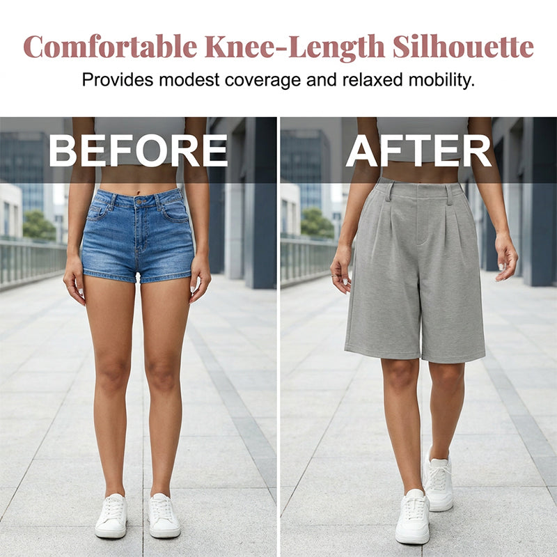 Women's Casual High-Waist Pleated Shorts