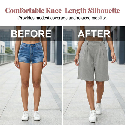 Women's Casual High-Waist Pleated Shorts