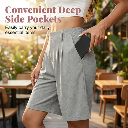 Women's Casual High-Waist Pleated Shorts