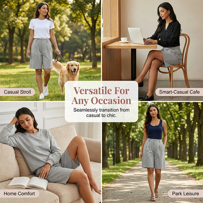 Women's Casual High-Waist Pleated Shorts